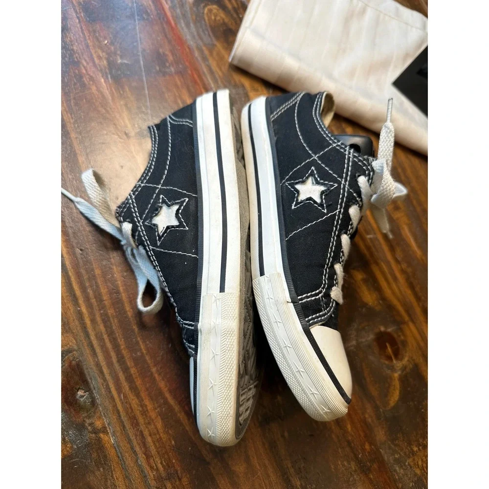 Converse One Star Black White Canvas Low Top Sneakers Junior Size 3 Skateboarder